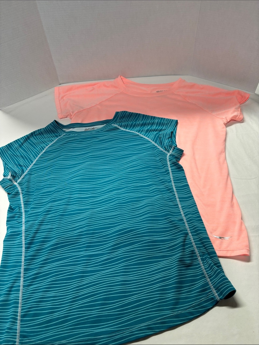 Lot of 2. Ladies' Active Short-Sleeve Tees — Teal Wave & Coral